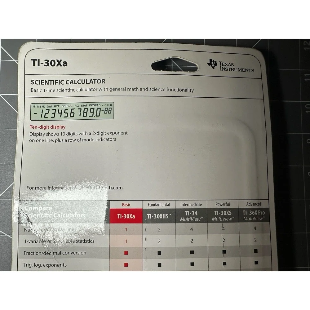 Texas Instruments TI-30Xa Scientific Calculator Battery Powered New In Box